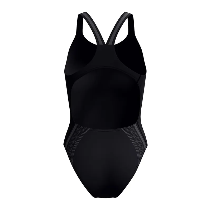Speedo Women's Printed Performance Back One Piece Swimsuit Black-2