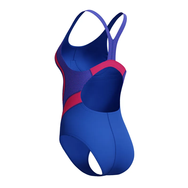 Speedo Women's Quantum Rib Splice Swimsuit Blue/Pink-4