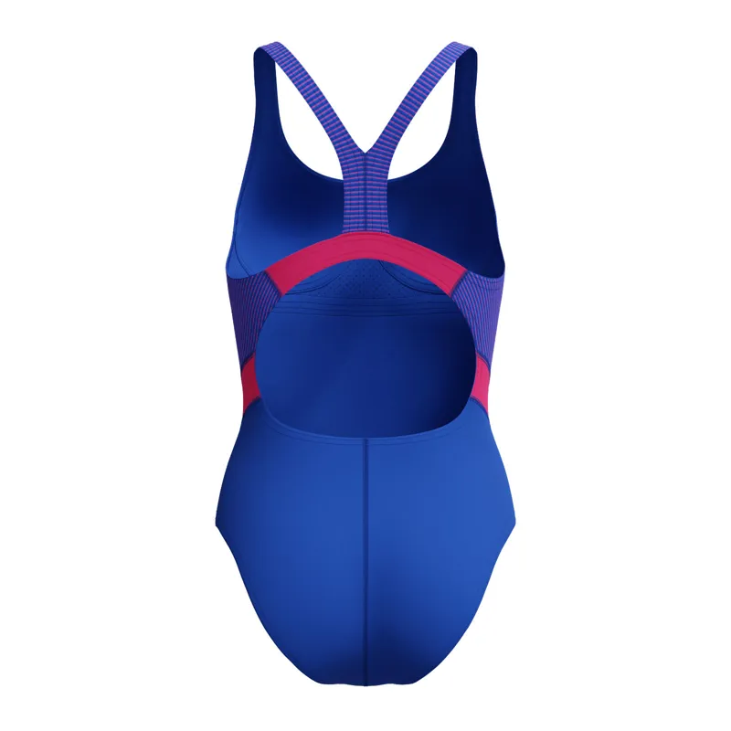 Speedo Women's Quantum Rib Splice Swimsuit Blue/Pink-1