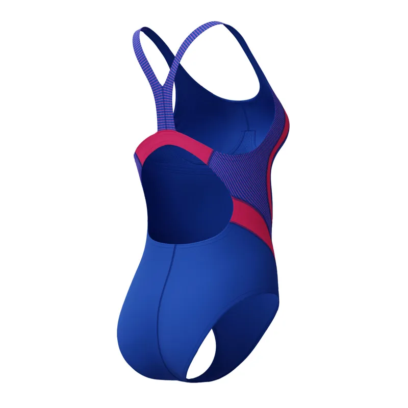 Speedo Women's Quantum Rib Splice Swimsuit Blue/Pink-3