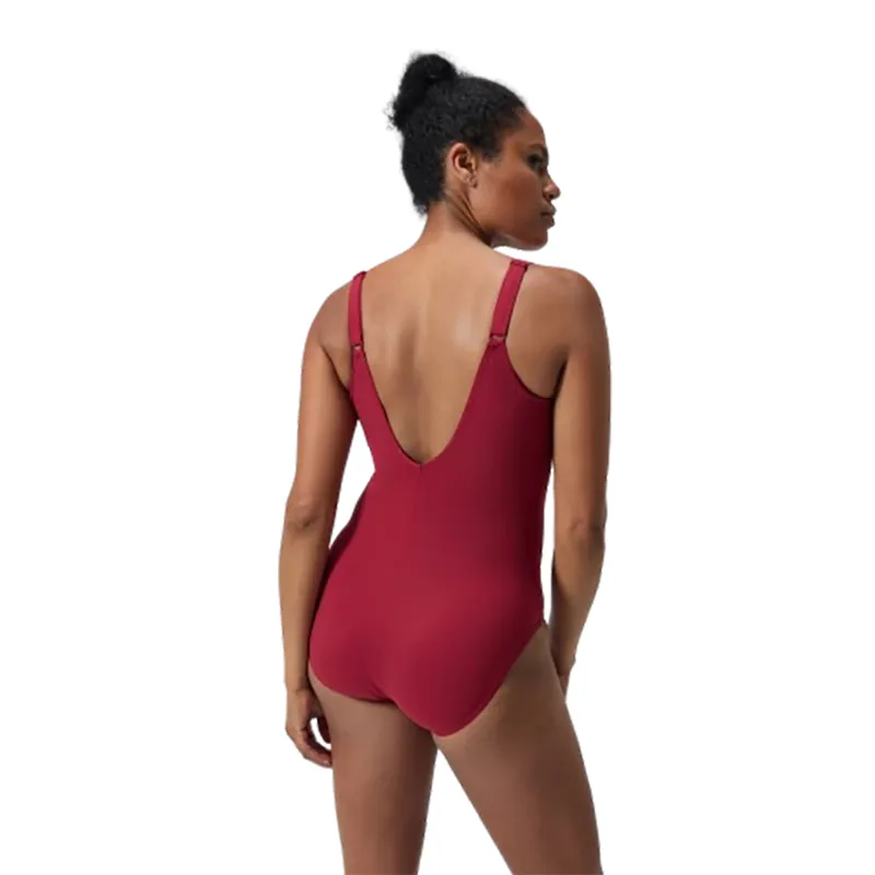 Speedo Women's Shaping AquaNite Swimsuit Burgundy Red-4
