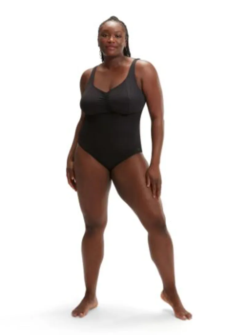 Speedo Womens Shaping AquaNite Swimsuit Plus Size in Black-2