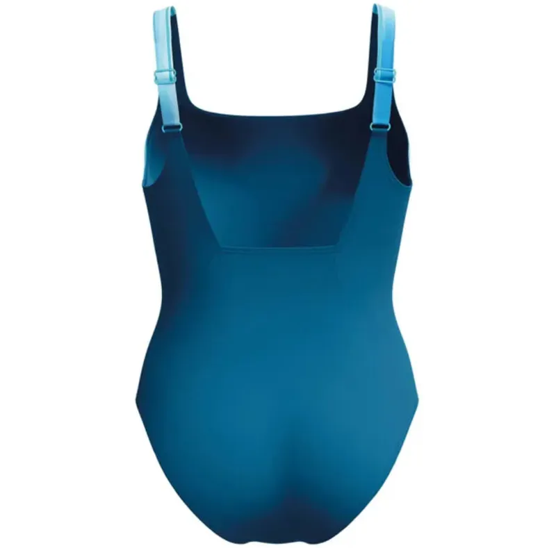 Speedo Women's Shaping Contour Eclipse Printed Swimsuit Dark Teal-2