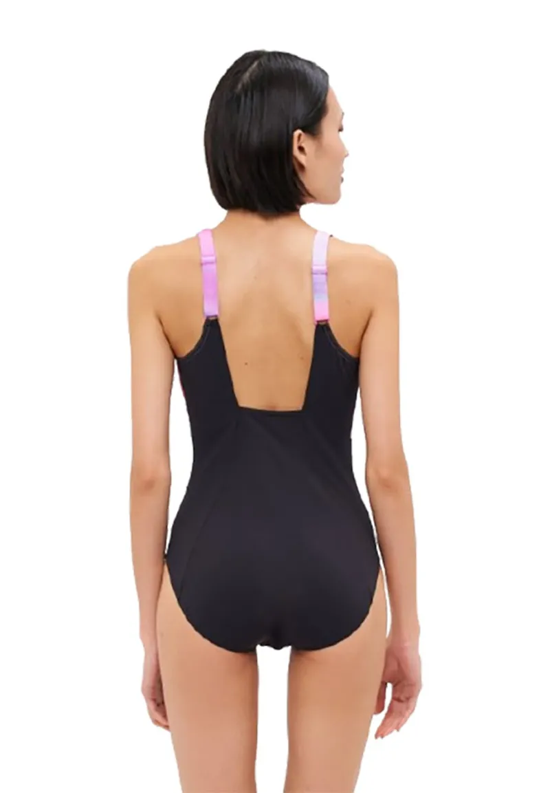 Speedo Women's Shaping Contour Eclipse Printed Swimsuit Neon Violet-3