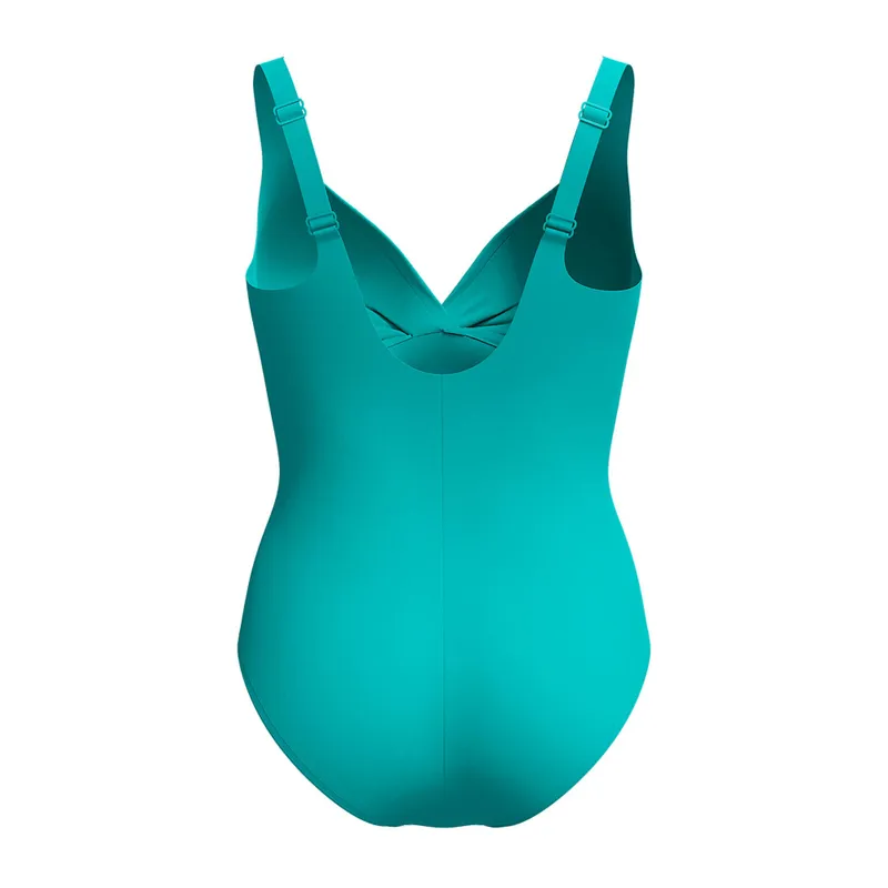 Speedo Women's Shaping Cross Knot One Piece Swimsuit Turquoise Gem-2