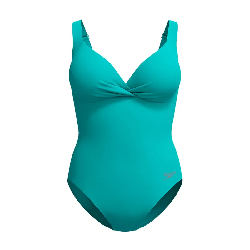 Speedo Women's Shaping Cross Knot One Piece Swimsuit Turquoise Gem