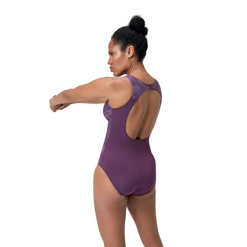 Speedo Women's Shaping Lapisnite One Piece Swimsuit Plum Dandy-3