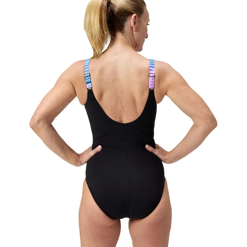 Speedo Women's Shaping Lunalustre Printed One Piece Swimsuit Indigo Glow-4