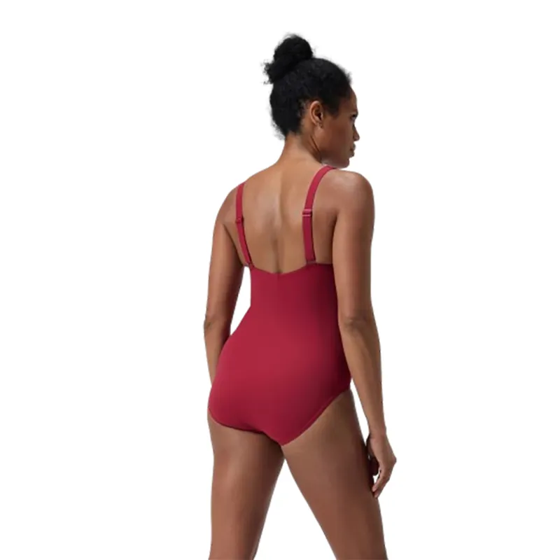 Speedo Women's Shaping Printed LunaElustre One Piece Swimsuit Red Magenta-4
