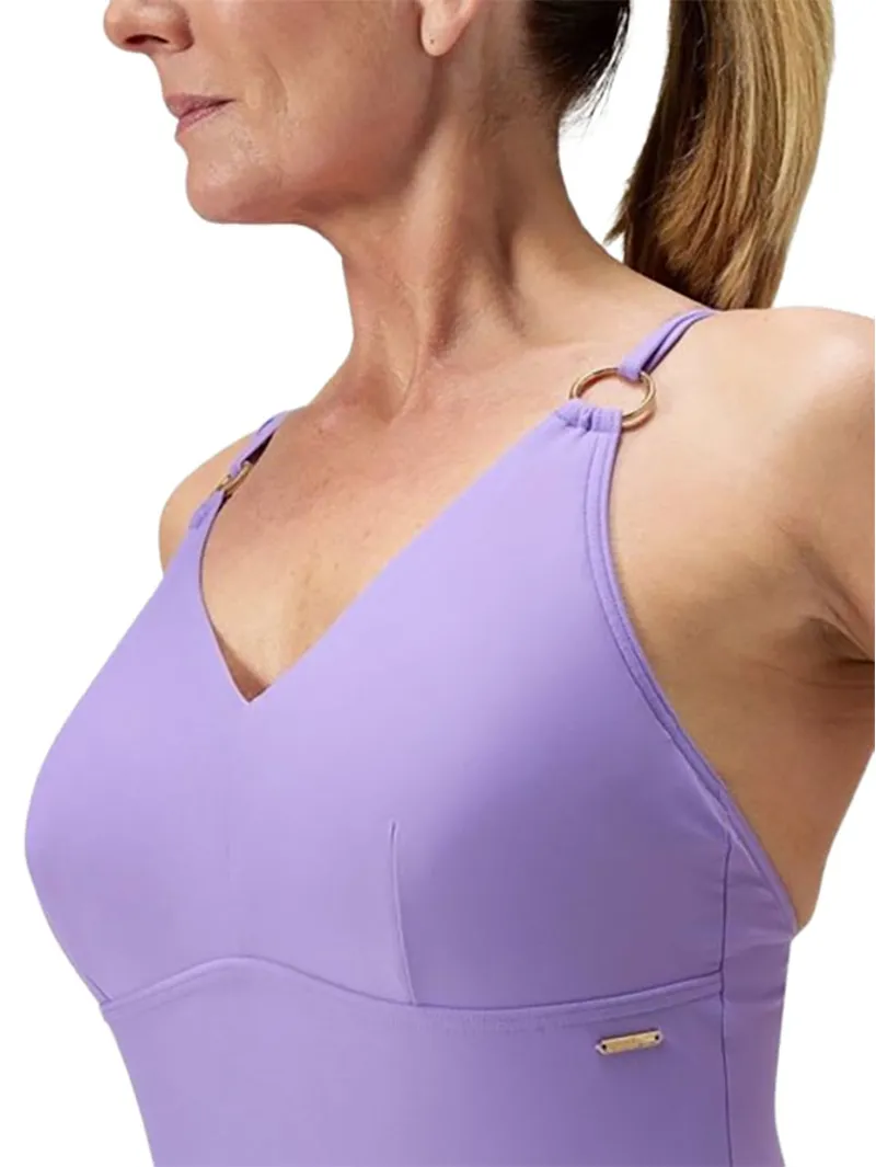 Speedo Women's Shaping Strappy One Piece Swimsuit Purple Mist-9