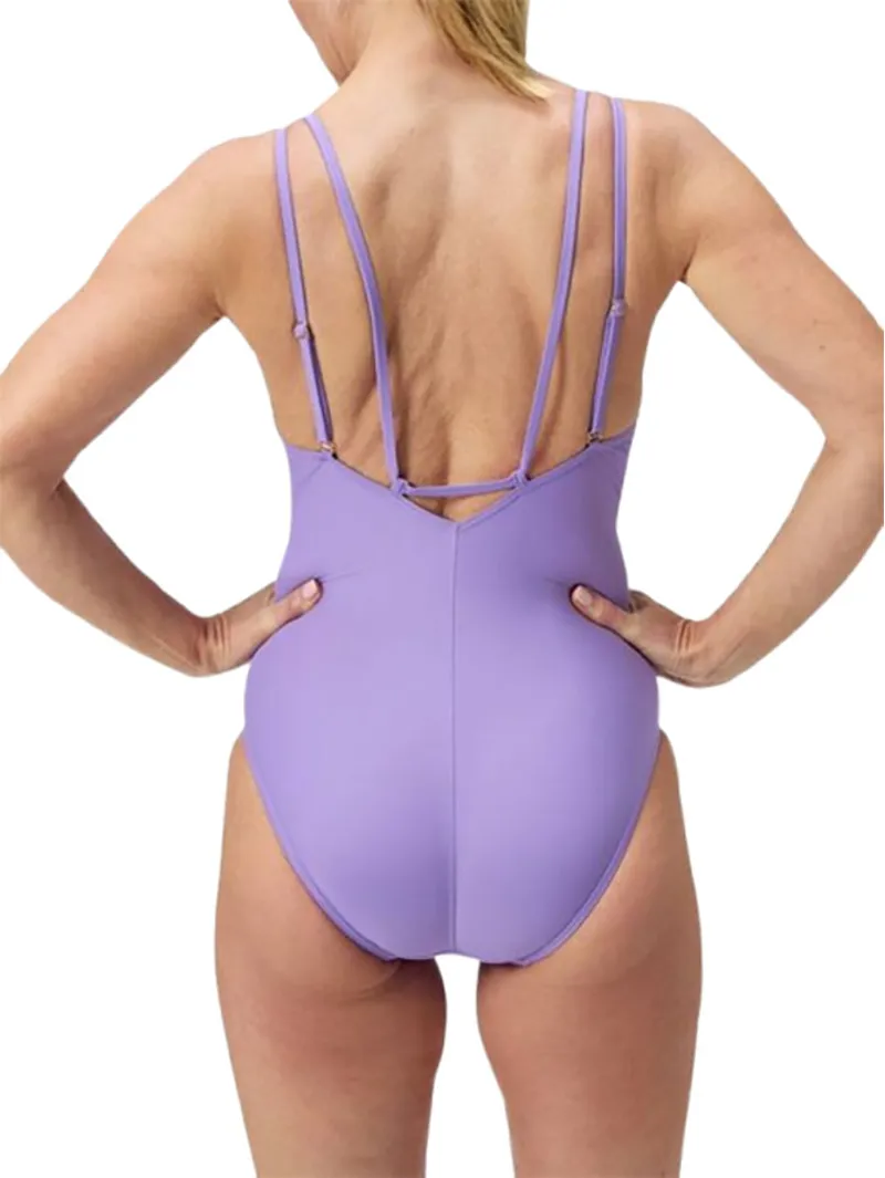 Speedo Women's Shaping Strappy One Piece Swimsuit Purple Mist-8