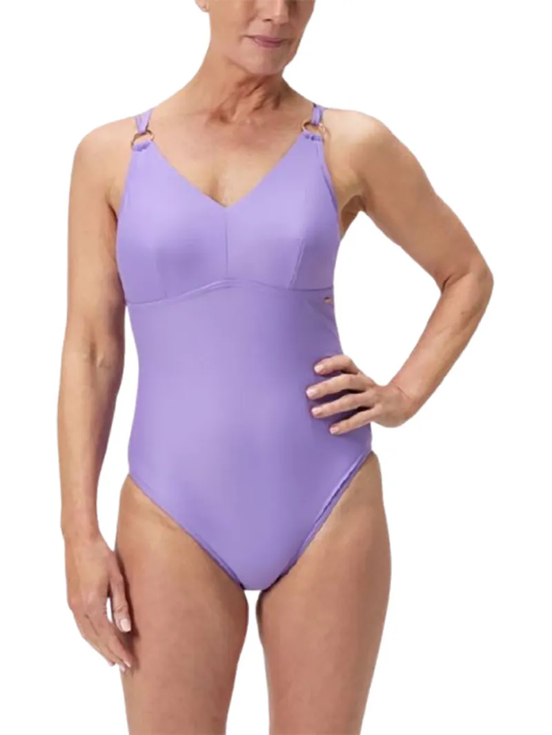 Speedo Women's Shaping Strappy One Piece Swimsuit Purple Mist-4