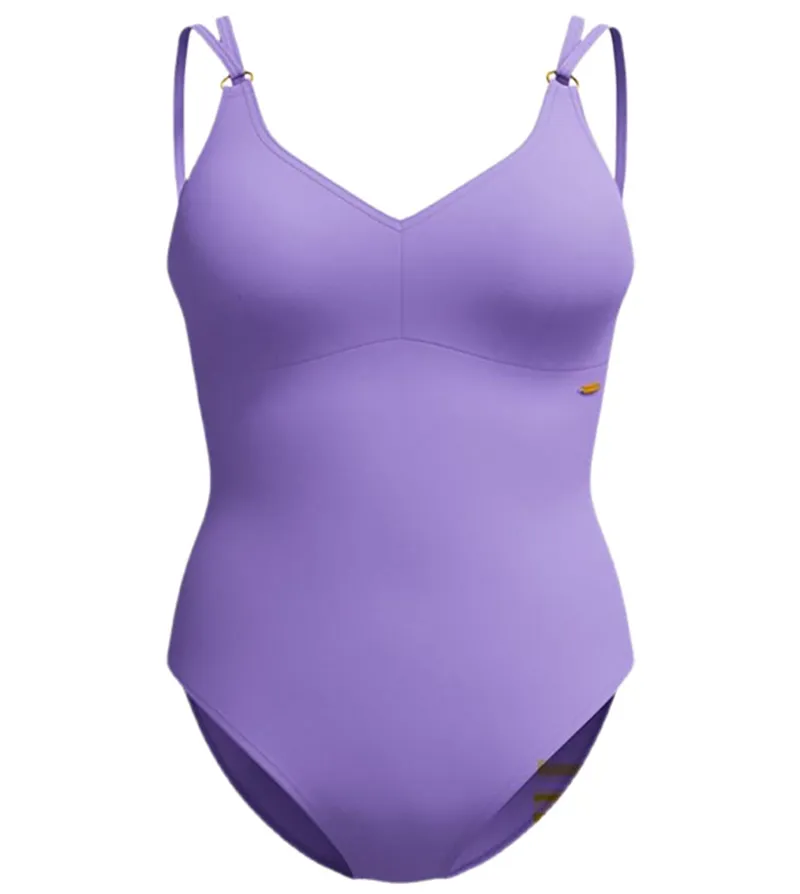 Speedo Women's Shaping Strappy One Piece Swimsuit Purple Mist-1