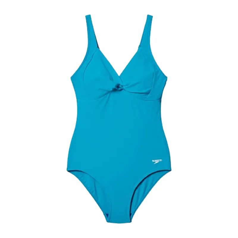 Speedo Women's Solid Cross Knot Swimsuit Hyper Teal