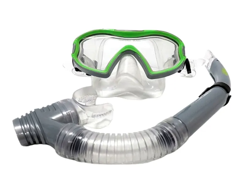 Twf Kids Mask and Snorkel Set Silver/Green