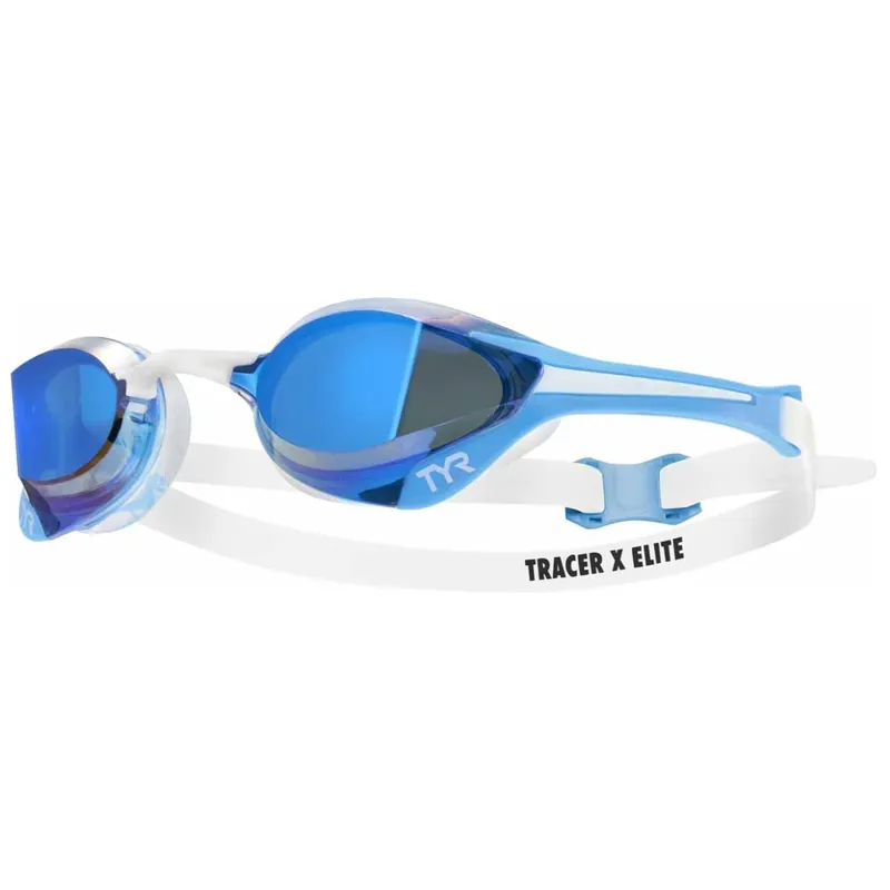 Tyr Adult Tracer-X Elite Mirrored Racing Goggles Blue/White