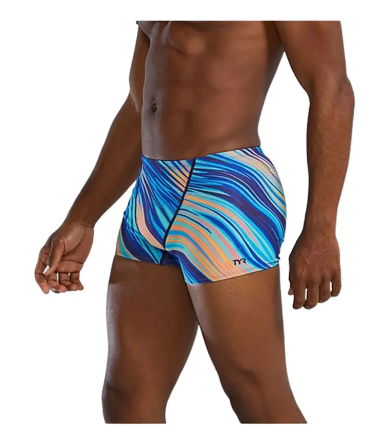 Tyr Men's Square Leg Swimsuit Riptide Teal/Org-2