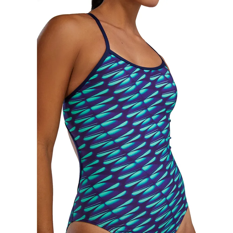 Tyr Women's Durafast Elite Dragonflyte Trinityfit Swimsuit Green/Navy-7