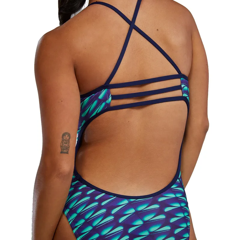 Tyr Women's Durafast Elite Dragonflyte Trinityfit Swimsuit Green/Navy-6