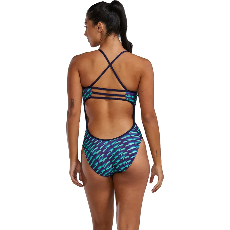 Tyr Women's Durafast Elite Dragonflyte Trinityfit Swimsuit Green/Navy-1