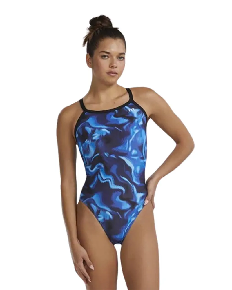 Tyr Women's Durafast Elite Diamondfit Swimsuit Waveform Blue