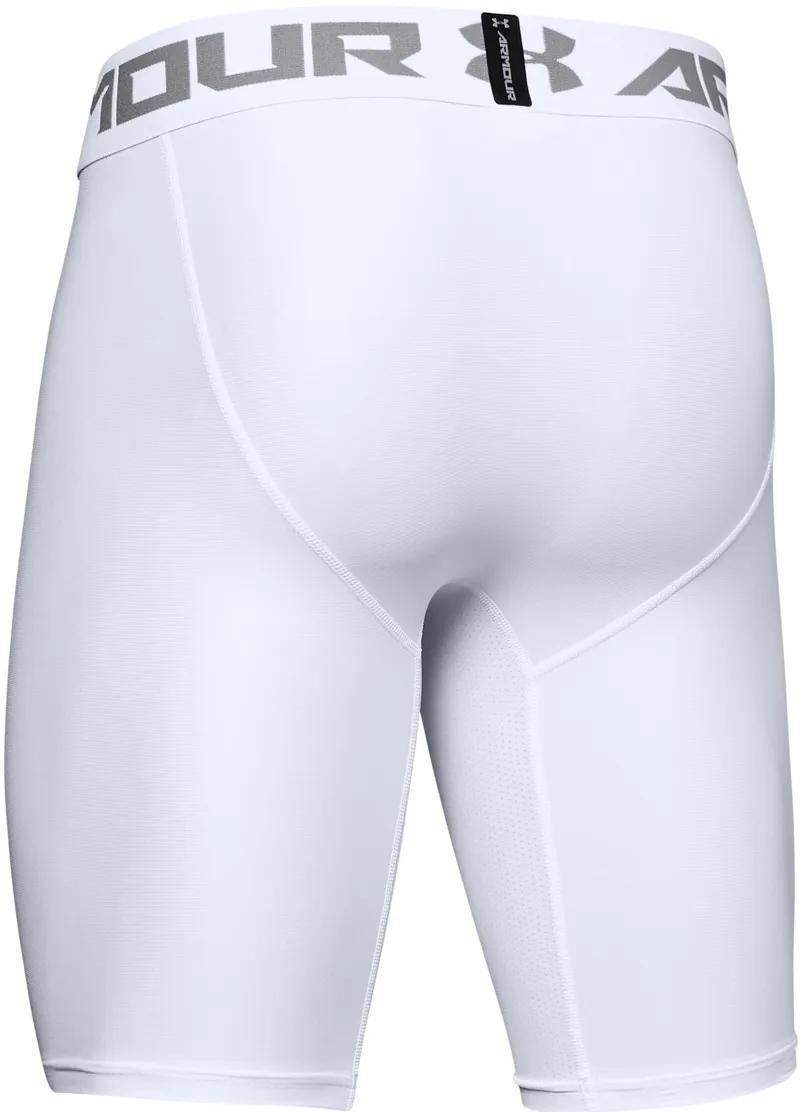 Under Armour Men\'s HeatGear Armour 2.0 Long Compression Shorts White