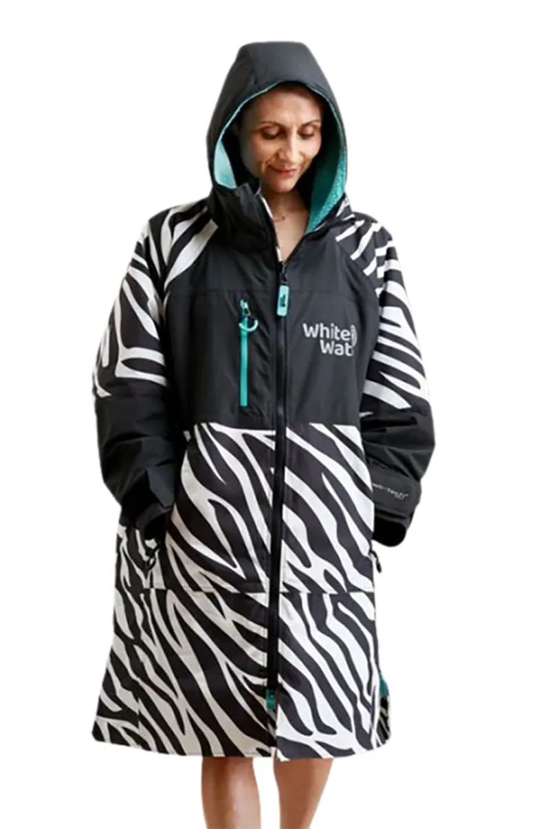 White Water Adults Hard Shell Robe Zebra Print/Blue Large-4