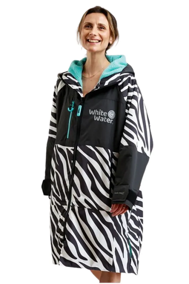 White Water Adults Hard Shell Robe Zebra Print/Blue Large-2