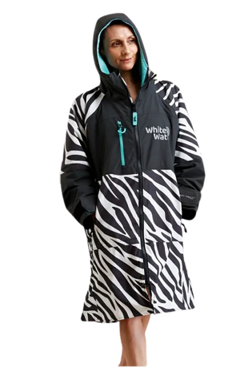 White Water Adults Hard Shell Robe Zebra Print/Blue Large-1