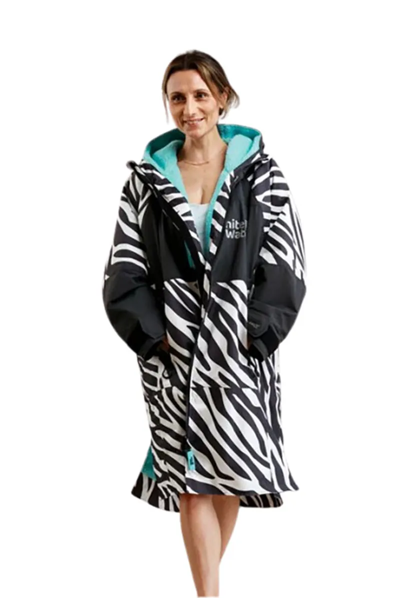White Water Adults Hard Shell Robe Zebra Print/Blue Medium-3