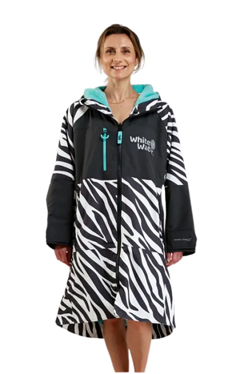 White Water Adults Hard Shell Robe Zebra Print/Blue Medium