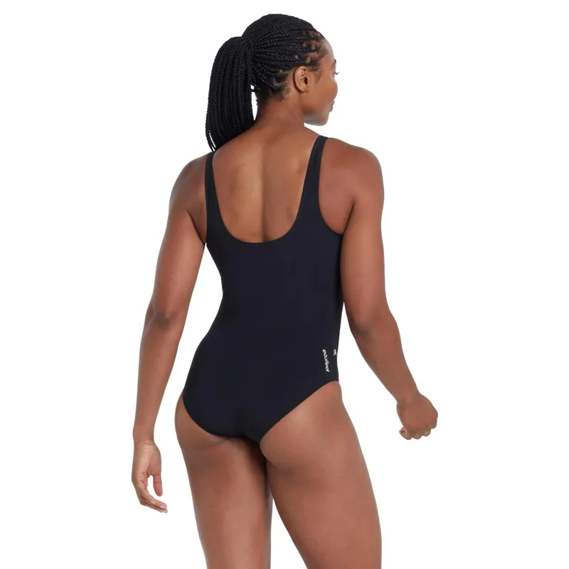 Zoggs Ladies Silver Lined Scoopback One Piece Swimsuit Black-4