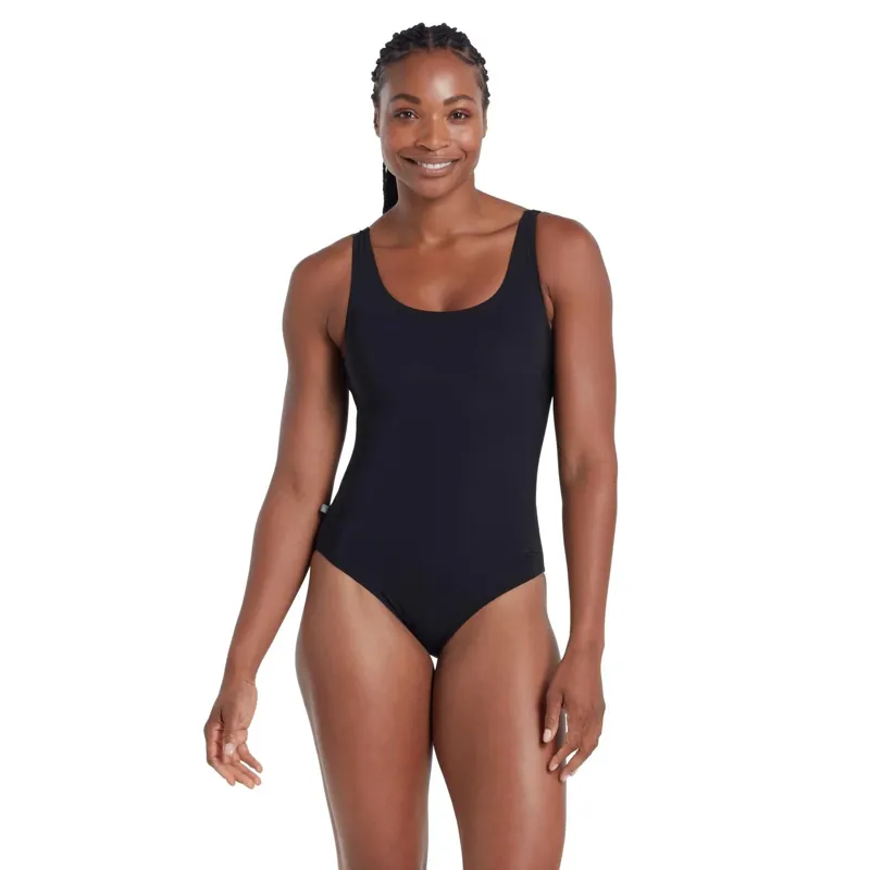 Zoggs Ladies Silver Lined Scoopback One Piece Swimsuit Black-3