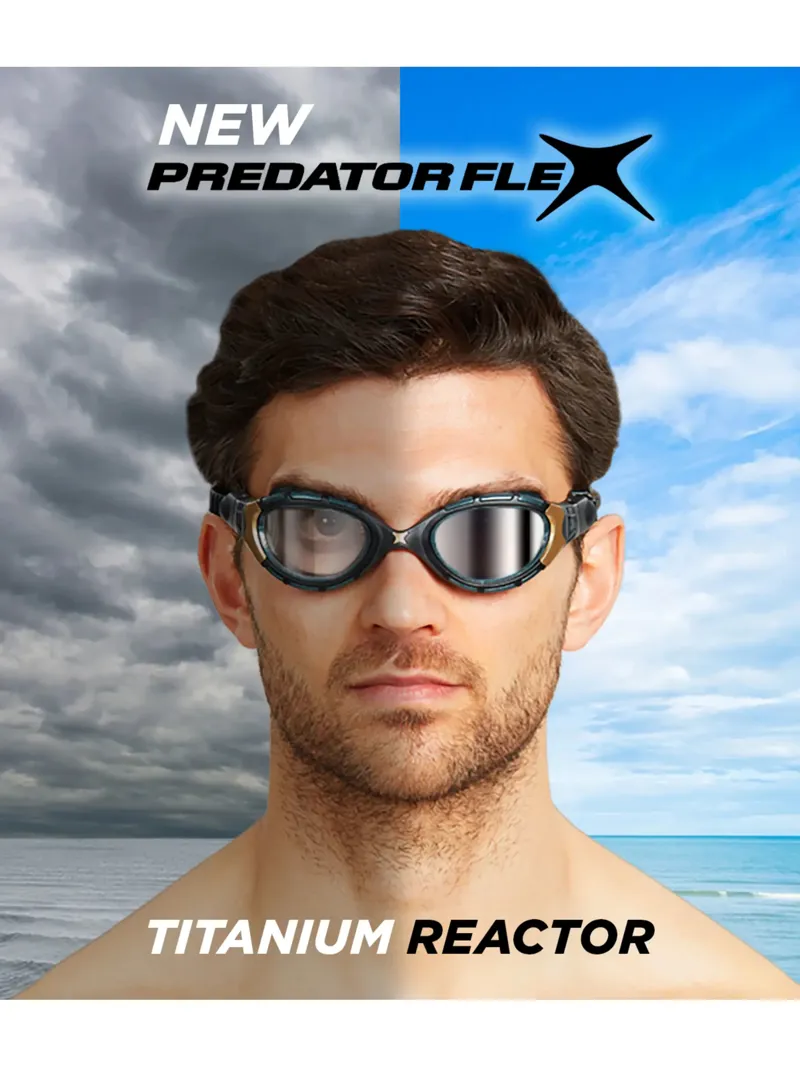 Zoggs Predator Flex Titanium Reactor Swim Goggles Black/Gold Reactor Titanium-6