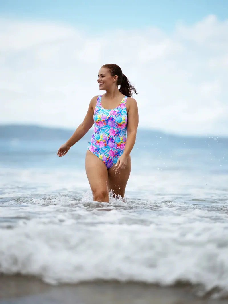 Zoggs Women's Crazy Clams Silver Lined Scoopback Swimsuit-6