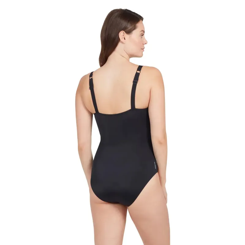 Zoggs Women's Wrap Panel Adjustable Classic Back Swimsuit Khaki/White/Blue-3