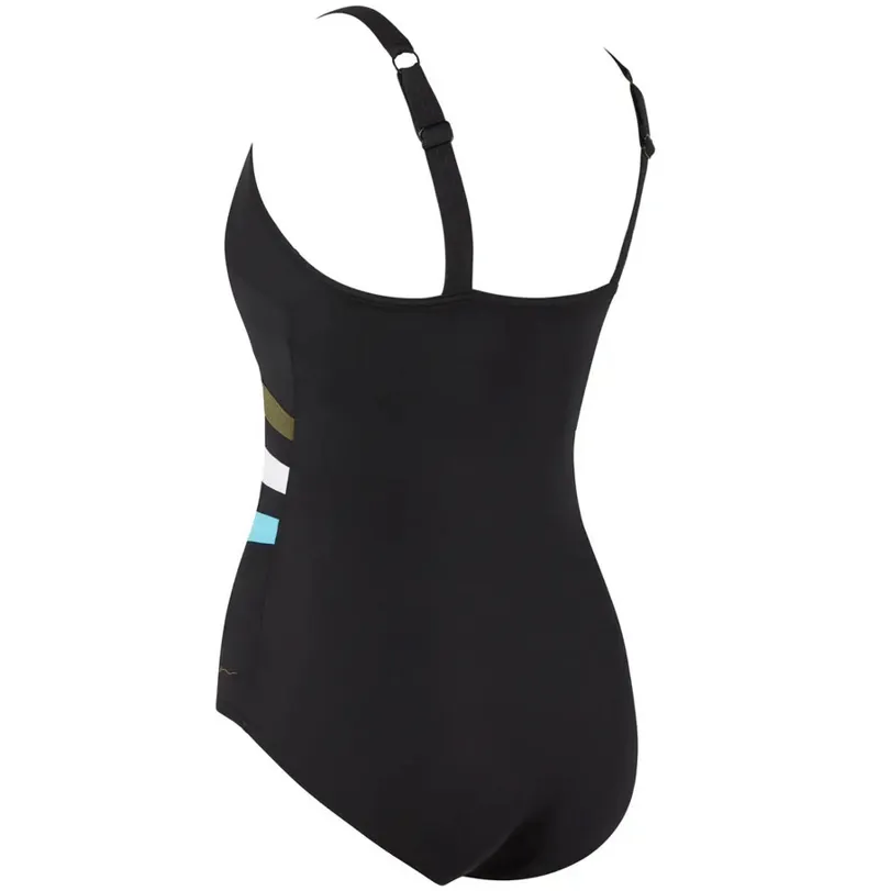 Zoggs Women's Wrap Panel Adjustable Classic Back Swimsuit Khaki/White/Blue-1