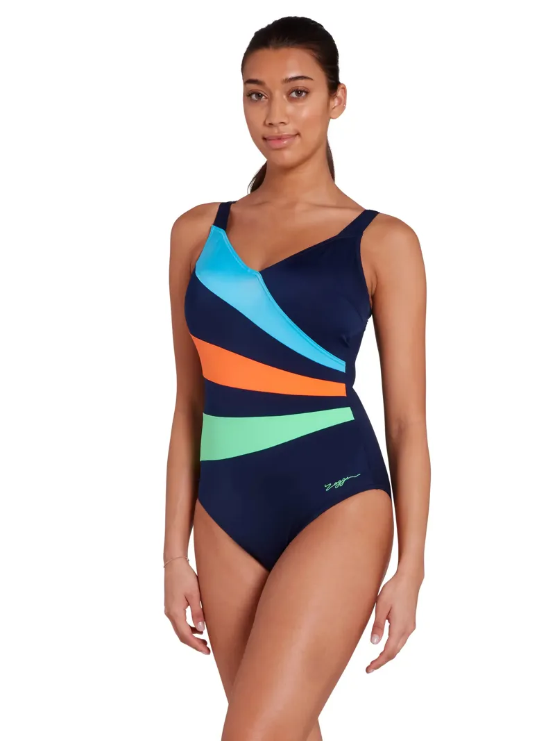 Zoggs Women's Wrap Panel Adjustable Classicback Swimsuit Elegance-4