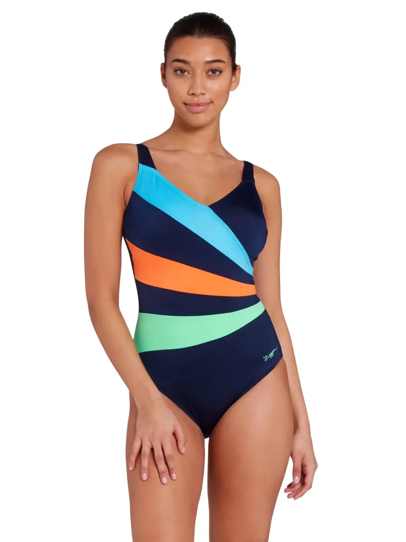 Zoggs Women's Wrap Panel Adjustable Classicback Swimsuit Elegance-2