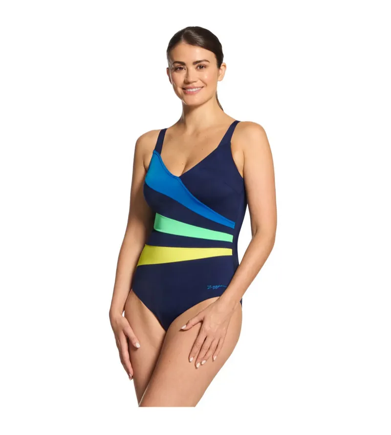 Zoggs Women's Wrap Panel Adjustable Classicback Swimsuit Sea Frond-5
