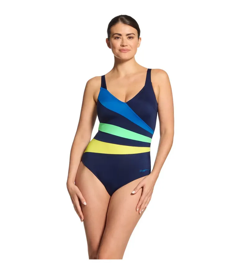 Zoggs Women's Wrap Panel Adjustable Classicback Swimsuit Sea Frond-2