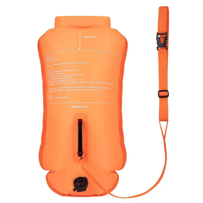 Zone3 Recycled Swim Safety Buoy/Dry Bag 28L Orange-1
