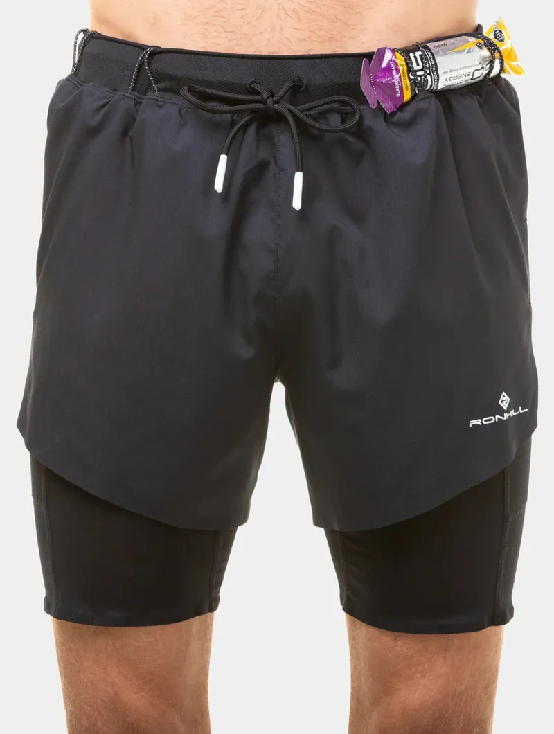 Ronhill Men's Tech Distance Twin Short All Black-2