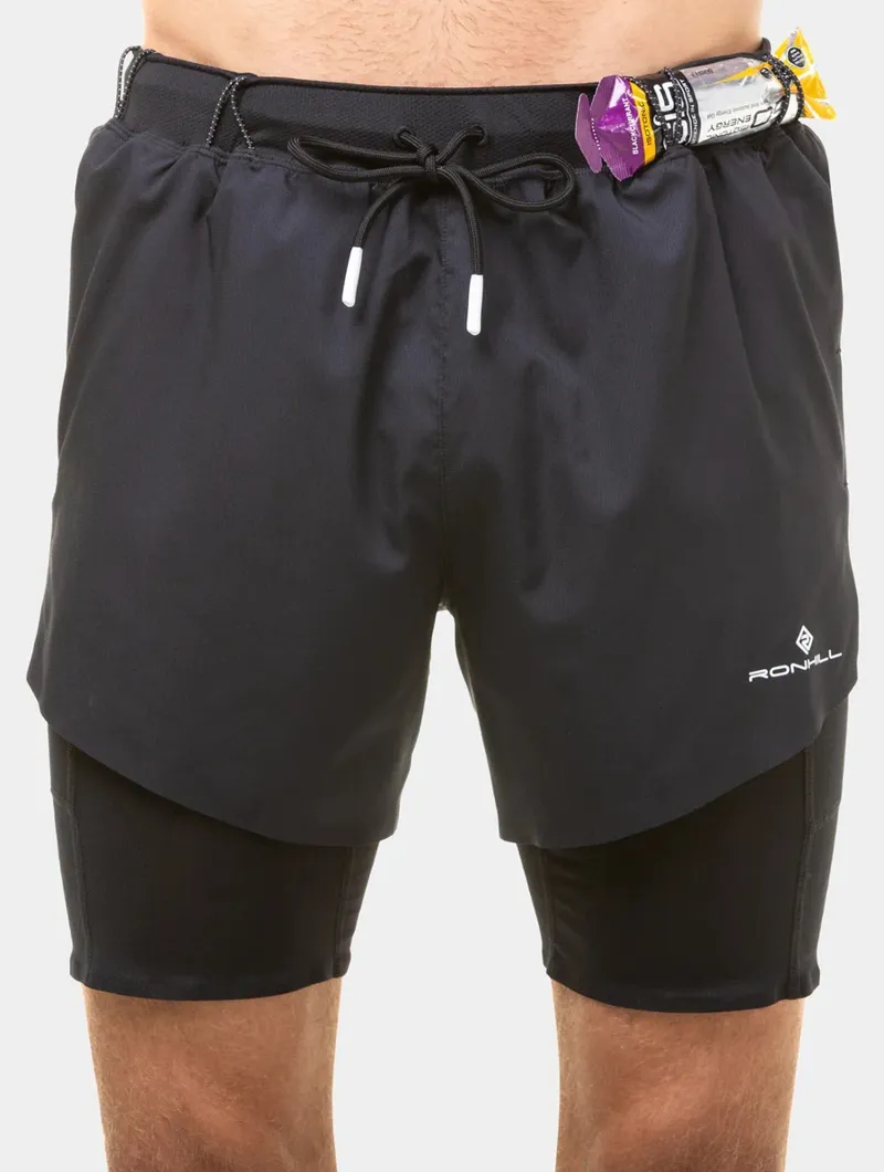 Ronhill Men's Tech Distance Twin Short All Black-3