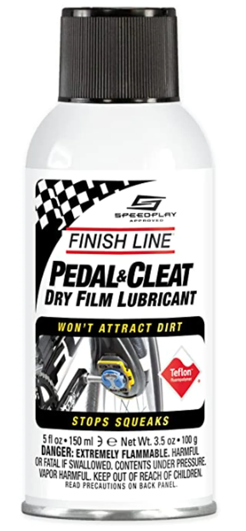Finish Line Pedal and Cleat Lube Aerosol 5 Ounce -White/ Black