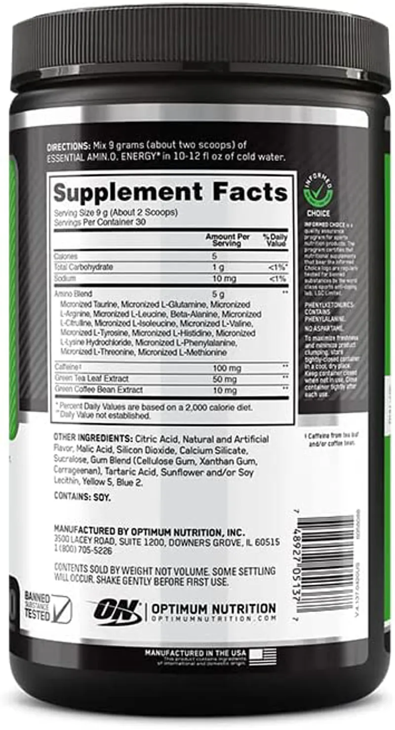Optimum Nutrition Amino Energy Powder 270g/30 Servings Lemon Lime-2