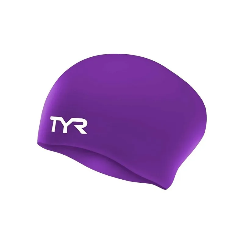 TYR Long Hair Silcon Swim Cap Purple