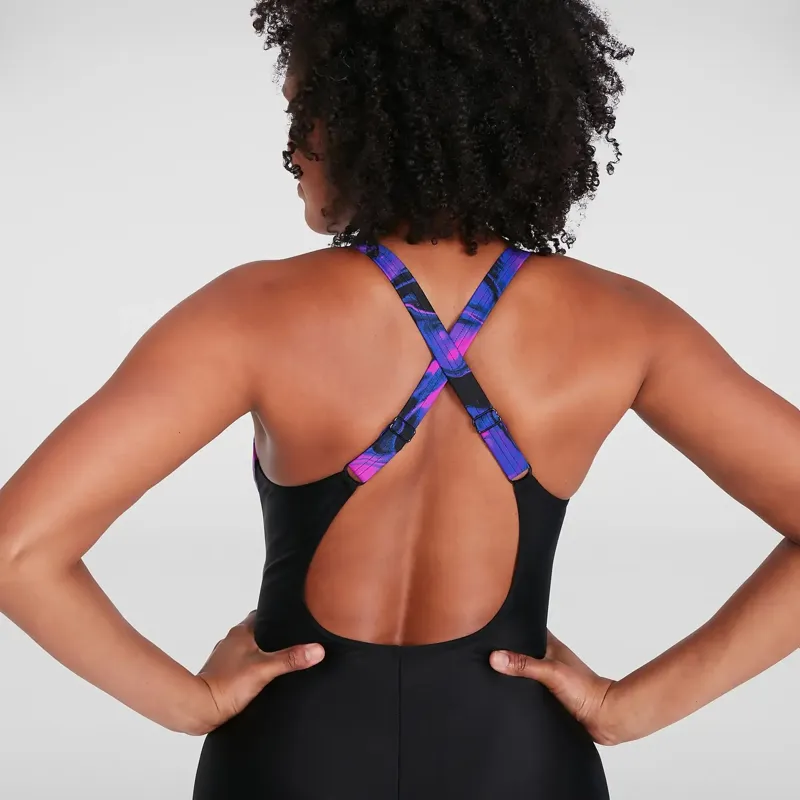 Speedo Women's Lexi Printed Shaping 1PC Swim Suit - Black/Purple-2