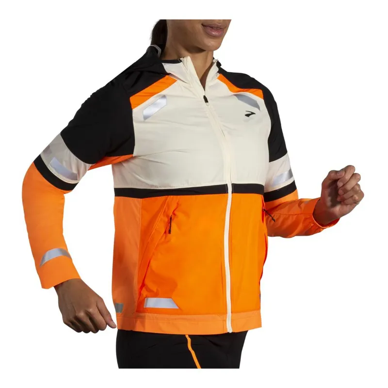Brooks Women's Run Visible Jacket 2.0 Ecru/Fluoro Flash/Black-2