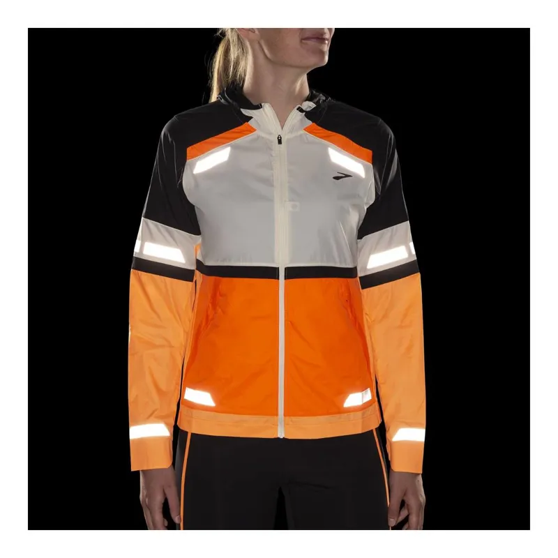 Brooks Women's Run Visible Jacket 2.0 Ecru/Fluoro Flash/Black-3